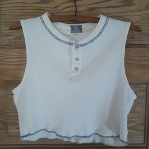 Lucky Brand cropped quarter button top